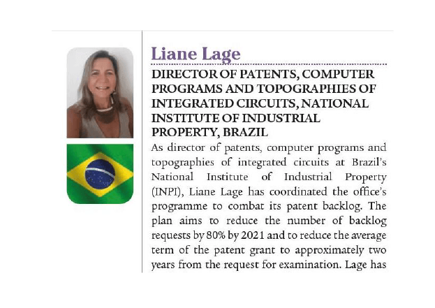 Diretora de patentes do INPI na lista das 100 mulheres mais influentes em Propriedade Industrial